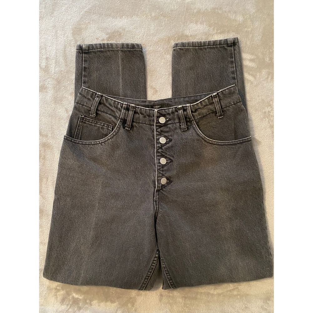 Guess‎ Jeans Sz 32 Black Georges Marciano Vintage Button Fly Tapered 39005 USA
